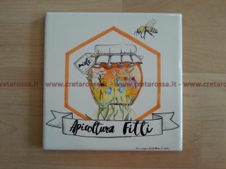 cod.art: bb44 - Mattonella in ceramica cm 20x20 con decoro e scritte personalizzate in base alla richiesta del cliente . 